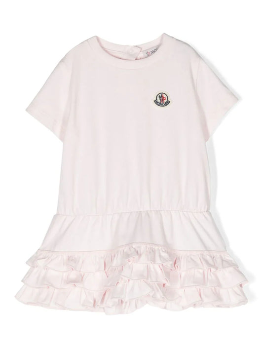 Vestido rosa con parche del logo de la marca MONCLER