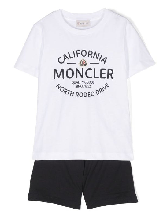 Traje deportivo blanco/negro con parche del logo MONCLER