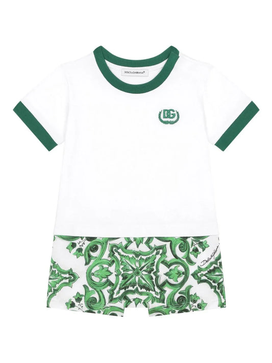 Pelele con estampado Mayólica Dolce & Gabbana Kids
