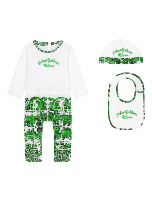Conjunto con estampado Mayólica verde Dolce & Gabbana Kids