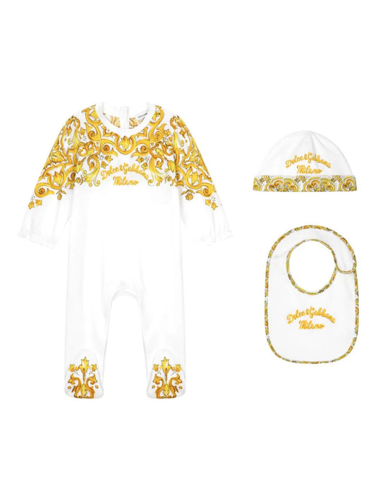 Conjunto con estampado Mayólica amarillo Dolce & Gabbana Kids