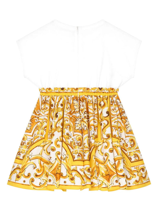 Vestido estampado mayólica con manga corta de la marca Dolce & Gabbana