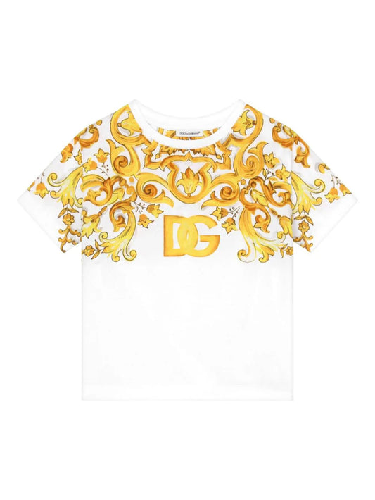 Camiseta con estampado de mayólica Dolce & Gabbana Kids