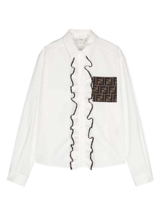 Camisa blanca con logo estampado FF de la marca Fendi Kids