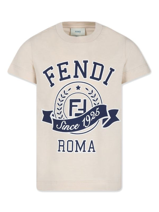 Camiseta beige con estampado FENDI Kids