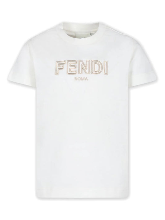 Camiseta con logo bordado de la marca FENDI Kids