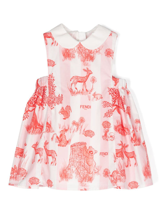 Vestido rojo/blanco para bebé con motivo del logo FF Fendi Kids
