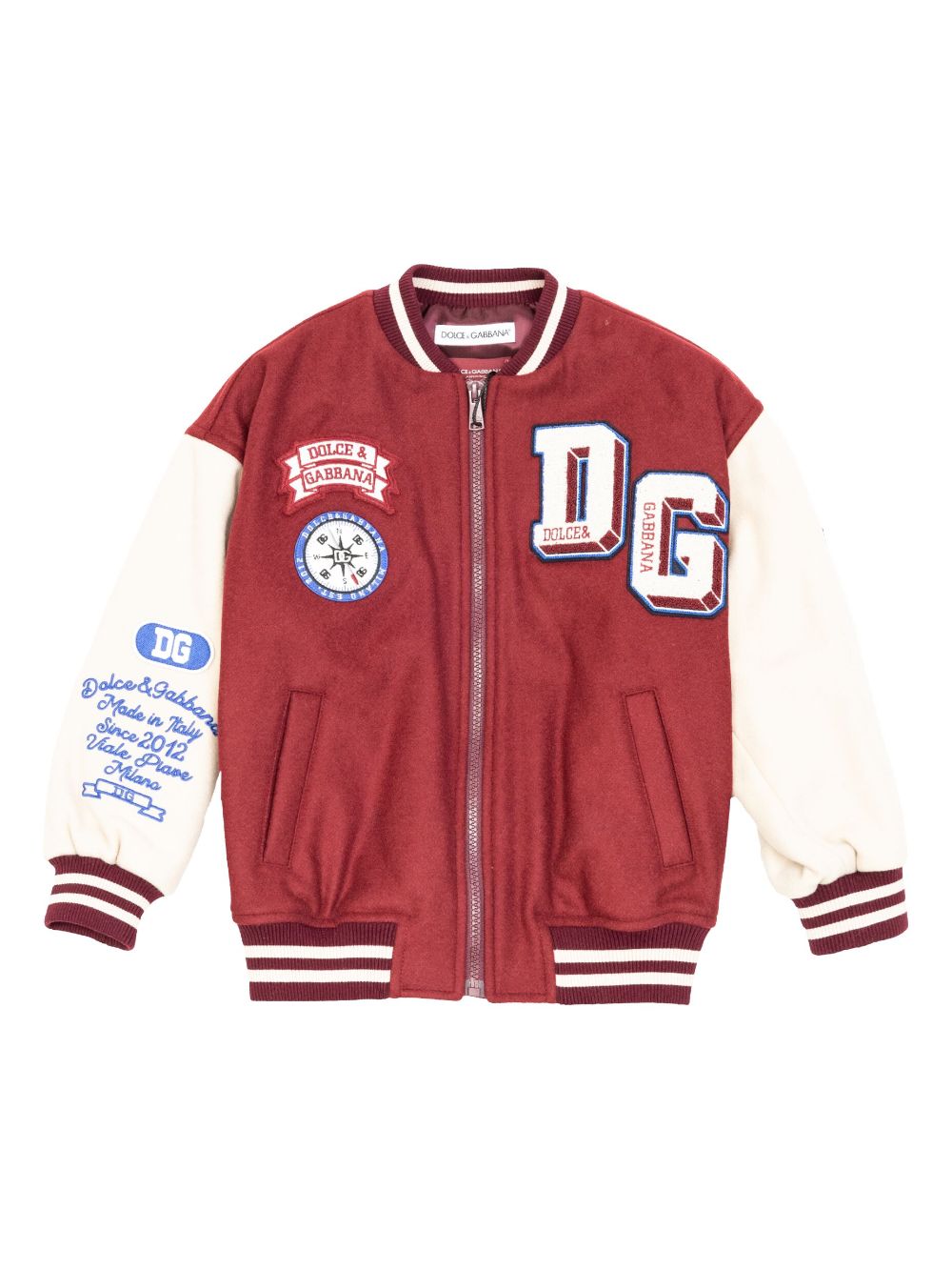 Chamarra bomber con parche del logo y cierre de la marca Dolce & Gabbana kids