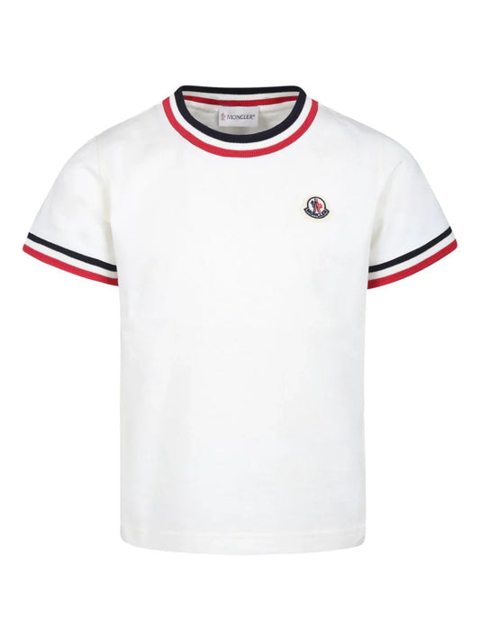 Camiseta blanca con logo estampado de la marca MONCLER