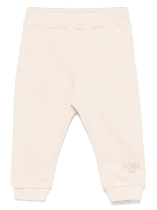 Pantalón de chándal beige  con logo FENDI bordado de la marca Fendi Kids