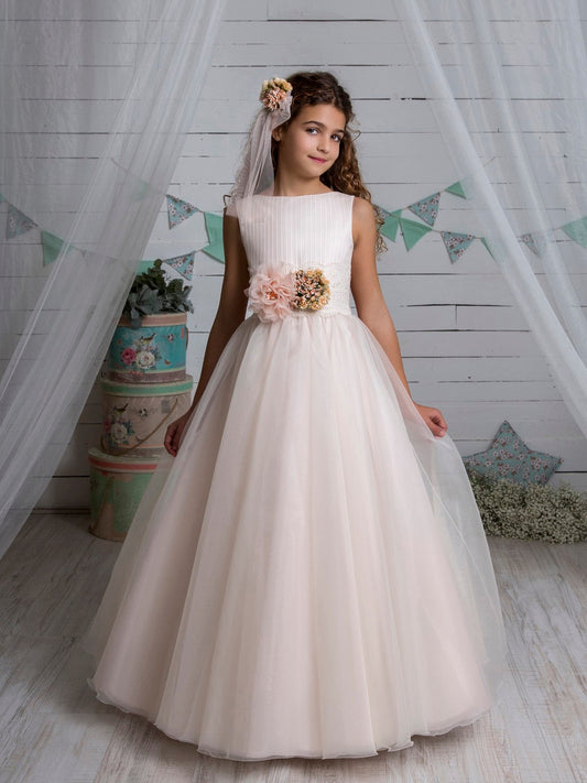 Vestido de comunión L263 con las flores y sin mangas MARLA