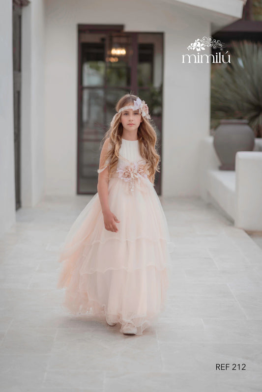 Vestido de comunión 212 para niñas de la marca MIMILÚ