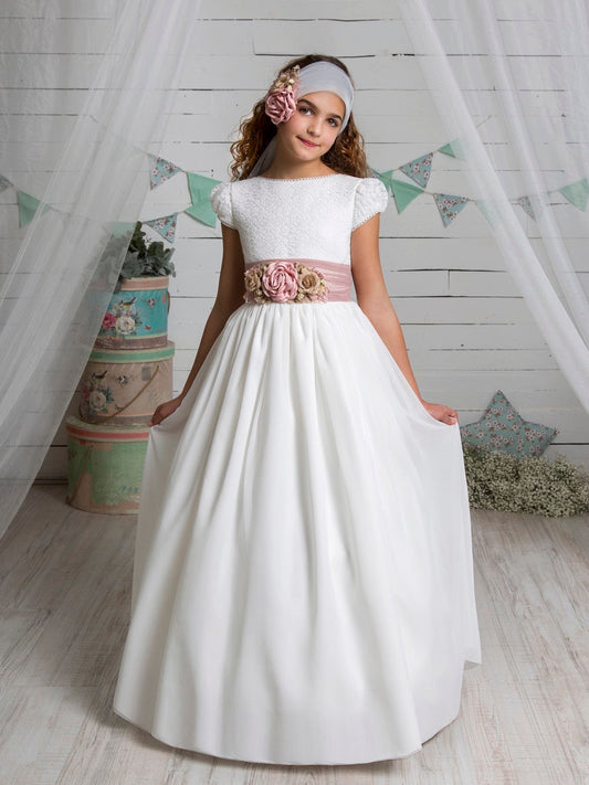 Vestido de comunión L127  de manga corta MARLA