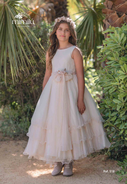 Vestido de comunión 518 para niñas de la marca MIMILÚ