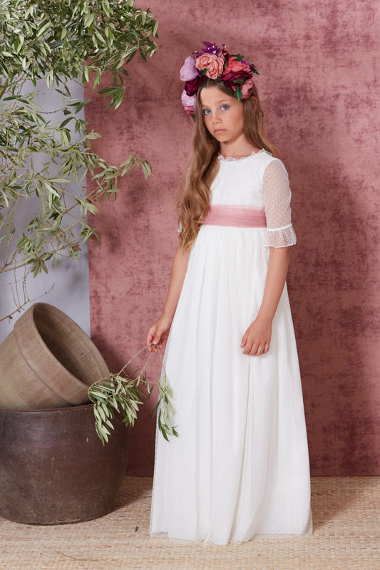 Vestido Nicole de comunión para niña de la marca Flor de C